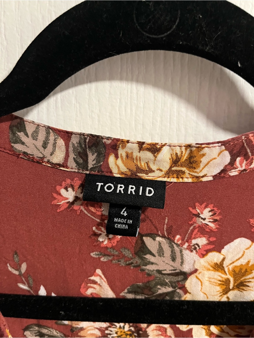 Torrid 4X Orange Floral Babydoll Tunic Blouse Challis Hi Low - Picture 6 of 10